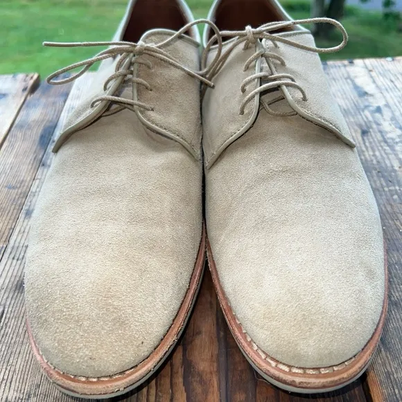 Allen Edmonds USA Vintage Nomad Suede Plain Toe Derby Beige Sz 11B