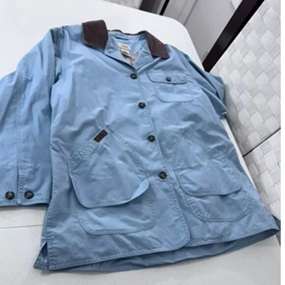 &quot;LL BEAN&quot; Barn, Chore, Field Coat, Womens L, Blue, Canvas,,Corduroy Collar Field
