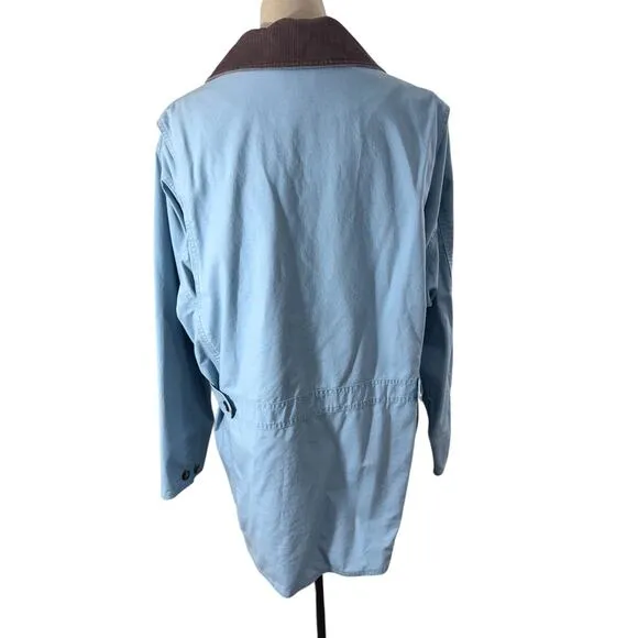 &quot;LL BEAN&quot; Barn, Chore, Field Coat, Womens L, Blue, Canvas,,Corduroy Collar Field
