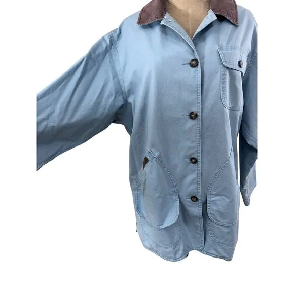 &quot;LL BEAN&quot; Barn, Chore, Field Coat, Womens L, Blue, Canvas,,Corduroy Collar Field