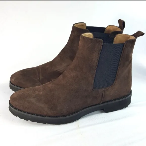 Ann Mashburn Chelsea Boots Brown Suede Leather Women's 39.5 Euro US Size 9.5