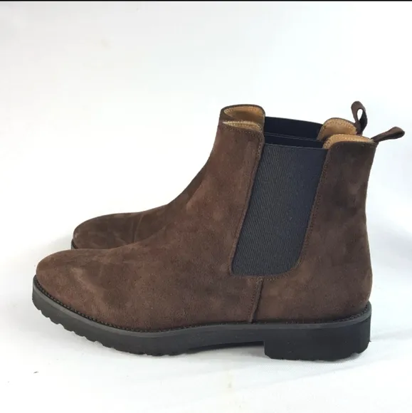 Ann Mashburn Chelsea Boots Brown Suede Leather Women's 39.5 Euro US Size 9.5