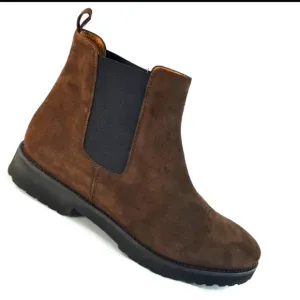 Ann Mashburn Chelsea Boots Brown Suede Leather Women's 39.5 Euro US Size 9.5