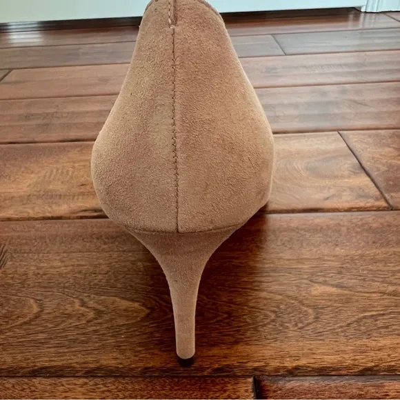 Ann Taylor Mila Mini Buckle Suede Pointed Toe Pumps Paloma Light Pink 9.5