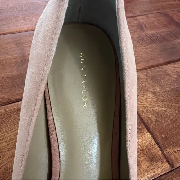 Ann Taylor Mila Mini Buckle Suede Pointed Toe Pumps Paloma Light Pink 9.5