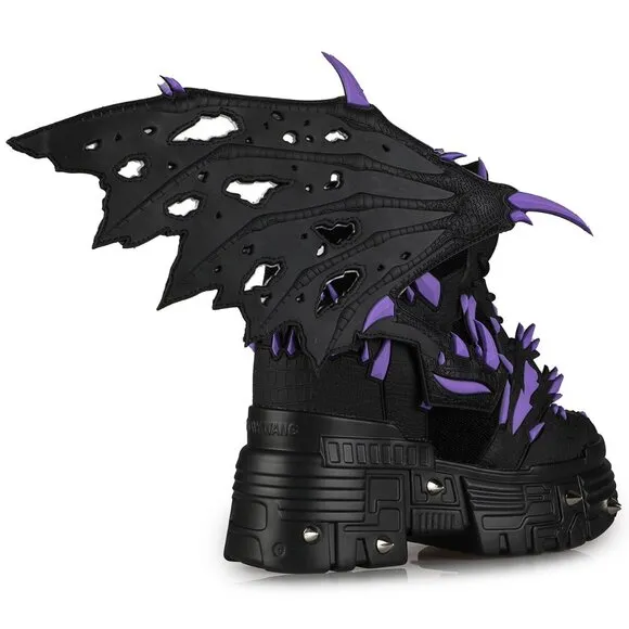 Anthony Wang PURPLE LEMON Dragon Wing Black Platform Sneakers