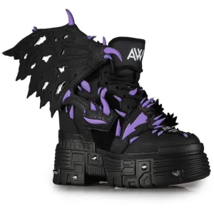 Anthony Wang PURPLE LEMON Dragon Wing Black Platform Sneakers