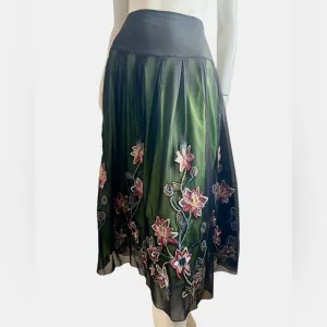 Anthropologie Basil &amp; Maude embroidered  cotton/polyester skirt size 4