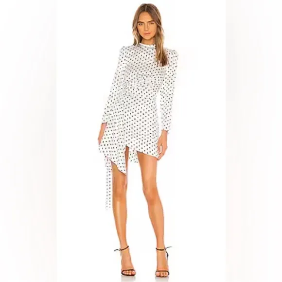 Anthropologie Keepsake Label fool in love black white polka dot draped dress XS