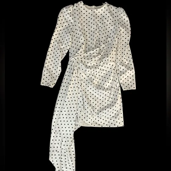 Anthropologie Keepsake Label fool in love black white polka dot draped dress XS