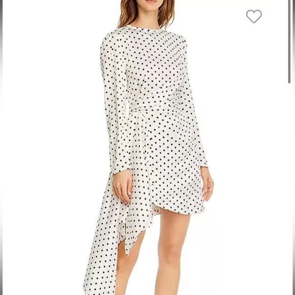 Anthropologie Keepsake Label fool in love black white polka dot draped dress XS