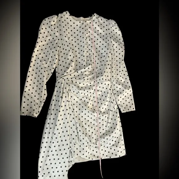 Anthropologie Keepsake Label fool in love black white polka dot draped dress XS