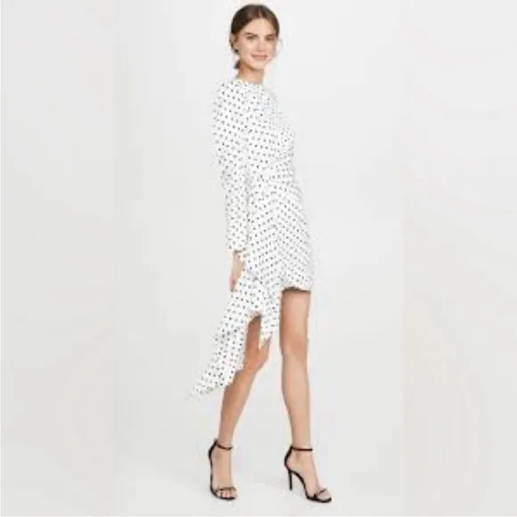 Anthropologie Keepsake Label fool in love black white polka dot draped dress XS