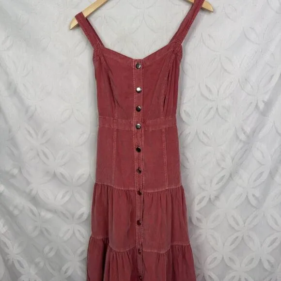 Anthropologie Pilcro Tiered Corduroy Midi Dress Size 2 NWT