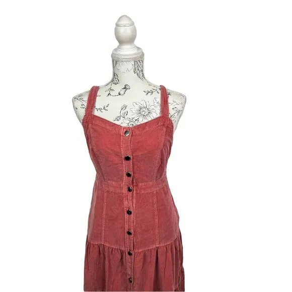 Anthropologie Pilcro Tiered Corduroy Midi Dress Size 2 NWT