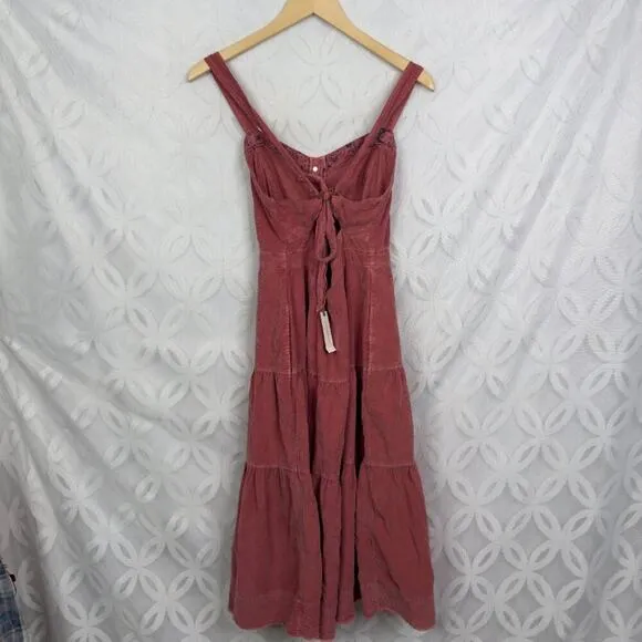 Anthropologie Pilcro Tiered Corduroy Midi Dress Size 2 NWT