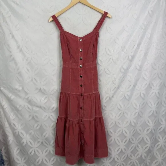 Anthropologie Pilcro Tiered Corduroy Midi Dress Size 2 NWT