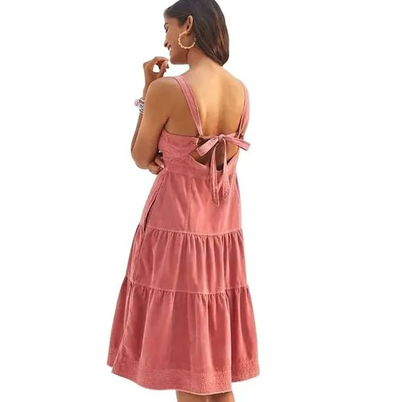 Anthropologie Pilcro Tiered Corduroy Midi Dress Size 2 NWT