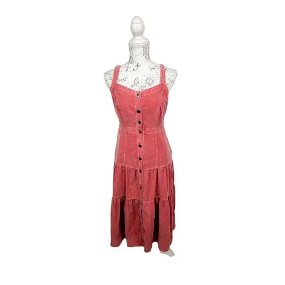 Anthropologie Pilcro Tiered Corduroy Midi Dress Size 2 NWT