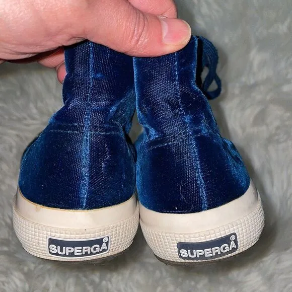 Anthropologie Superga Blue Velvet High Top Sneakers