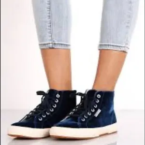 Anthropologie Superga Blue Velvet High Top Sneakers