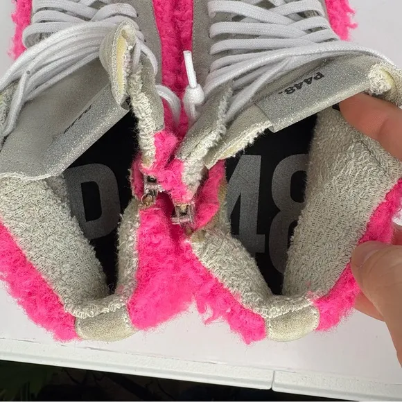 Anthropologie x P448 Skate High Top Sneakers Pink Sherpa Size 37