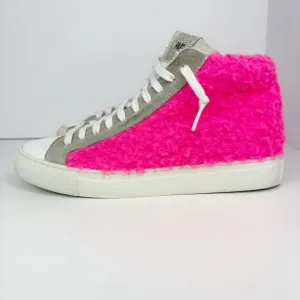 Anthropologie x P448 Skate High Top Sneakers Pink Sherpa Size 37