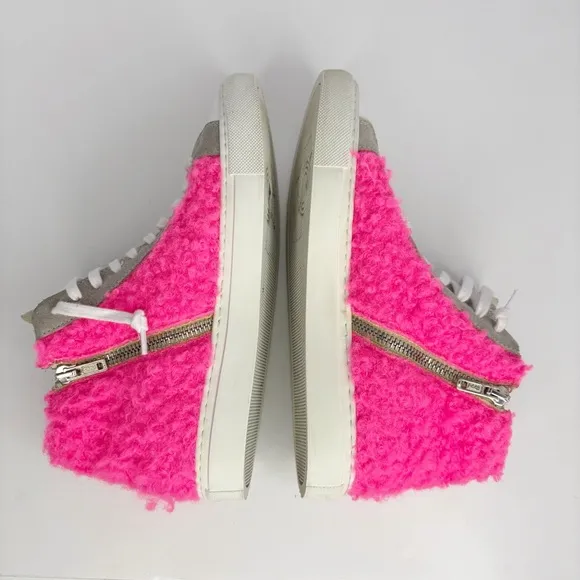 Anthropologie x P448 Skate High Top Sneakers Pink Sherpa Size 37