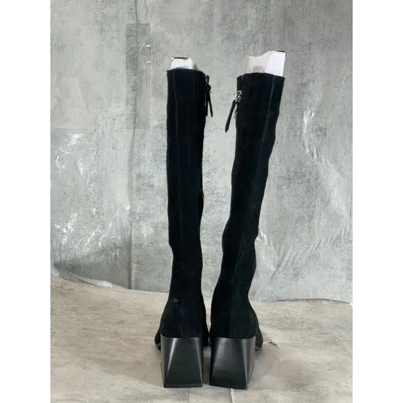 AQUA COLLEGE Women's Black Suede Tori Waterproof Square-Toe Tall Boots SZ 6
