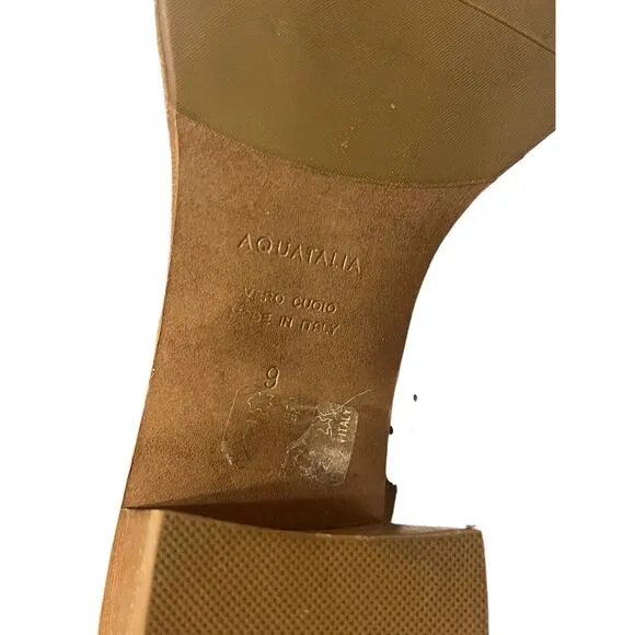 Aquatalia 'Tracy' Suede Ankle Boots Waterproof •9• Leather Buckle Brown Worn 1x