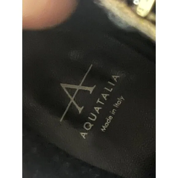Aquatalia 'Tracy' Suede Ankle Boots Waterproof •9• Leather Buckle Brown Worn 1x