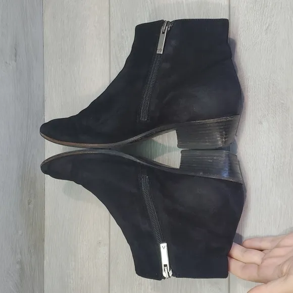 Aquatalia Womens Ankle Suede Black Comfort Heels boots shoes sz 8.5