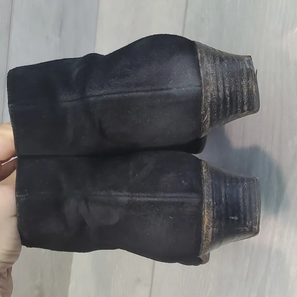 Aquatalia Womens Ankle Suede Black Comfort Heels boots shoes sz 8.5
