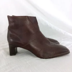 ARA Germany Leather Boots Square Toe Dress Shoes Brown Zip Comfort Flex Men 6.5
