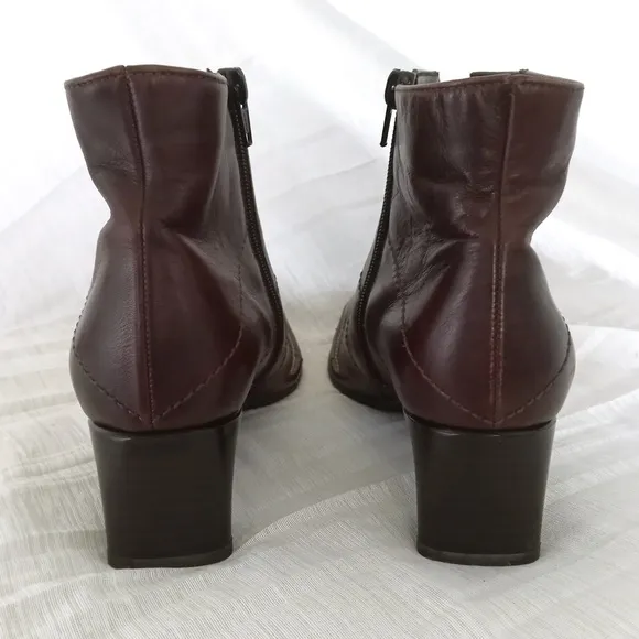 ARA Germany Leather Boots Square Toe Dress Shoes Brown Zip Comfort Flex Men 6.5