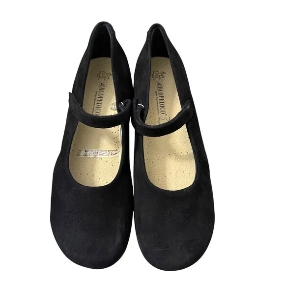 A'Rcopedico Black Scala Suede Womens Size 12 EU 43 Hook Look Mary Jane Shoes