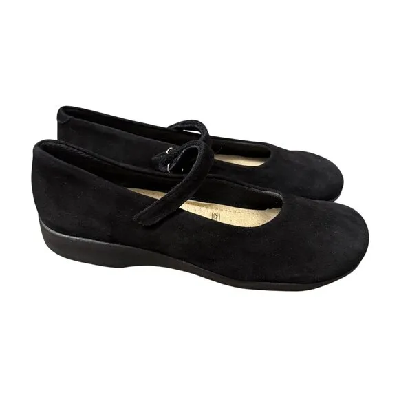 A'Rcopedico Black Scala Suede Womens Size 12 EU 43 Hook Look Mary Jane Shoes