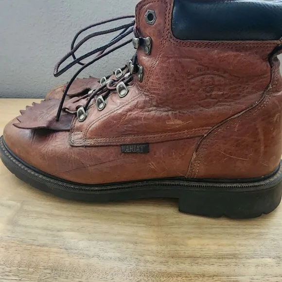 ARIAT Cobalt Lace Up Brown Leather Steel Toe Boots 37320 Mens Sz 12