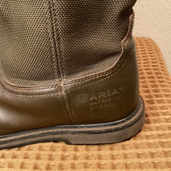 Ariat Groundbreaker Waterproof Pro Men Sz 10 2E WIDE Square Steel Toe Work Boots