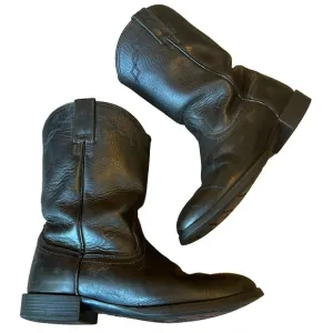 Ariat Heritage Western Cowboy Boots R Toe Black Leather Womens 7 EU 37.5