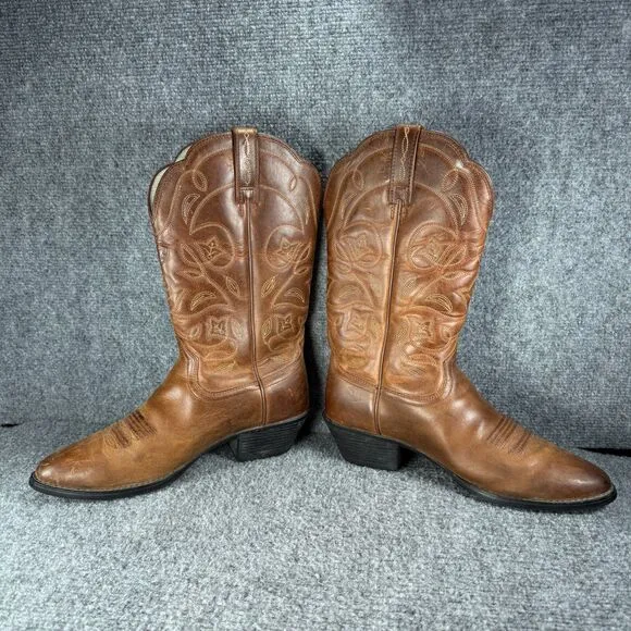 Ariat Heritage Western Cowboy Boots Womens 7 Brown Leather Round Toe