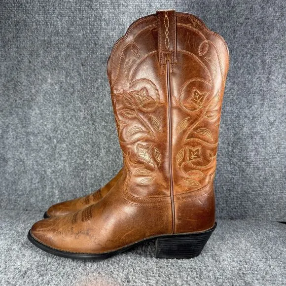 Ariat Heritage Western Cowboy Boots Womens 7 Brown Leather Round Toe