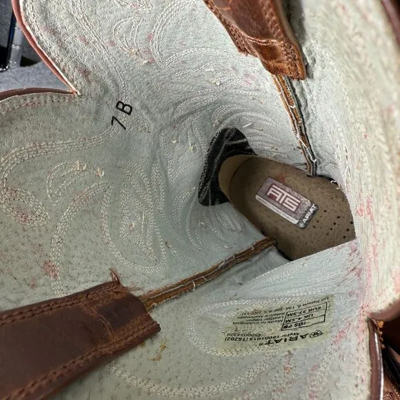 Ariat Heritage Western Cowboy Boots Womens 7 Brown Leather Round Toe