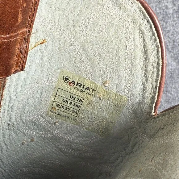 Ariat Heritage Western Cowboy Boots Womens 7 Brown Leather Round Toe
