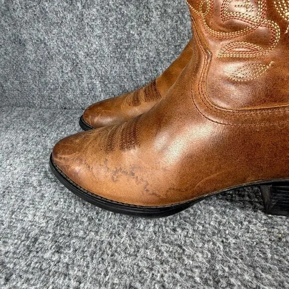 Ariat Heritage Western Cowboy Boots Womens 7 Brown Leather Round Toe