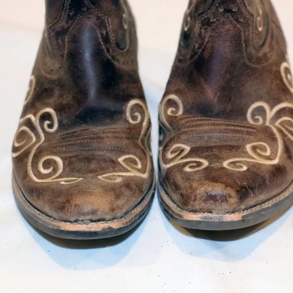 Ariat Kid's Distressed Brown Shelleen‎ Snip Toe Cowgirl Boots 10010256 Size 7