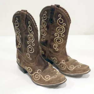 Ariat Kid's Distressed Brown Shelleen‎ Snip Toe Cowgirl Boots 10010256 Size 7