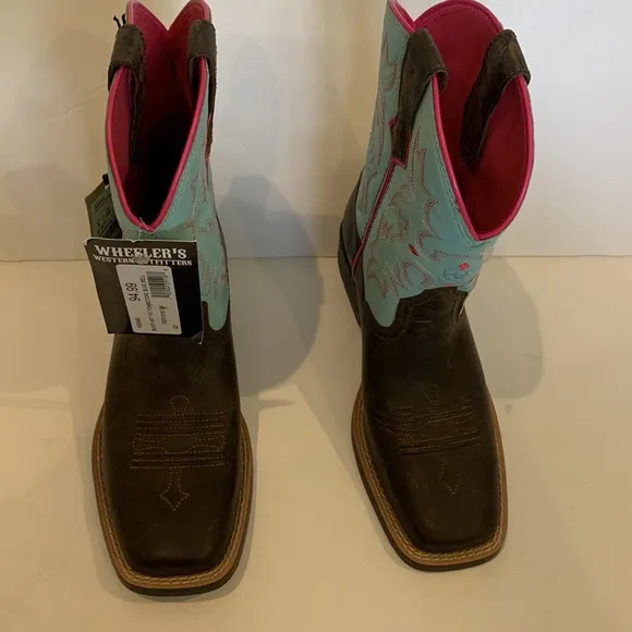 Ariat Kids Tombstone Boots in Bay Brown and Bell Blue
