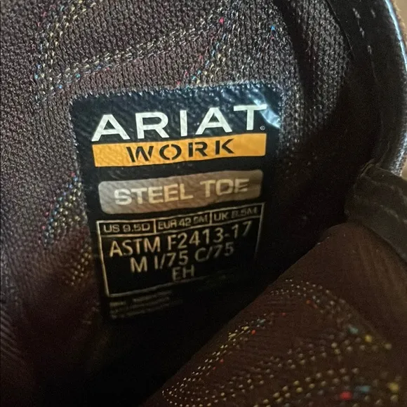 Ariat Men's Brown Western Steel Toe Work Boots Size 9.5