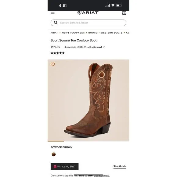 Ariat Square Toe Men's‎ 11D Boots In Brown